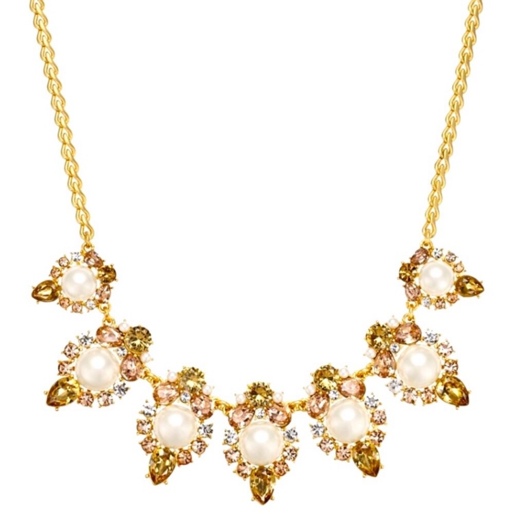 Charter Club Necklace - Crystal Stone & Pearl - Gold Chain NWT